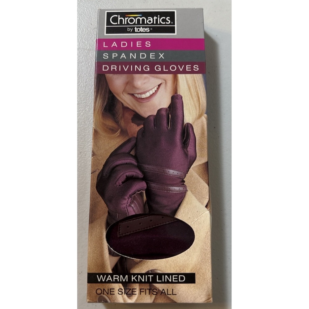 Vintage Totes Gloves NOS 90s Plum Purple Spandex Driving Womens OS